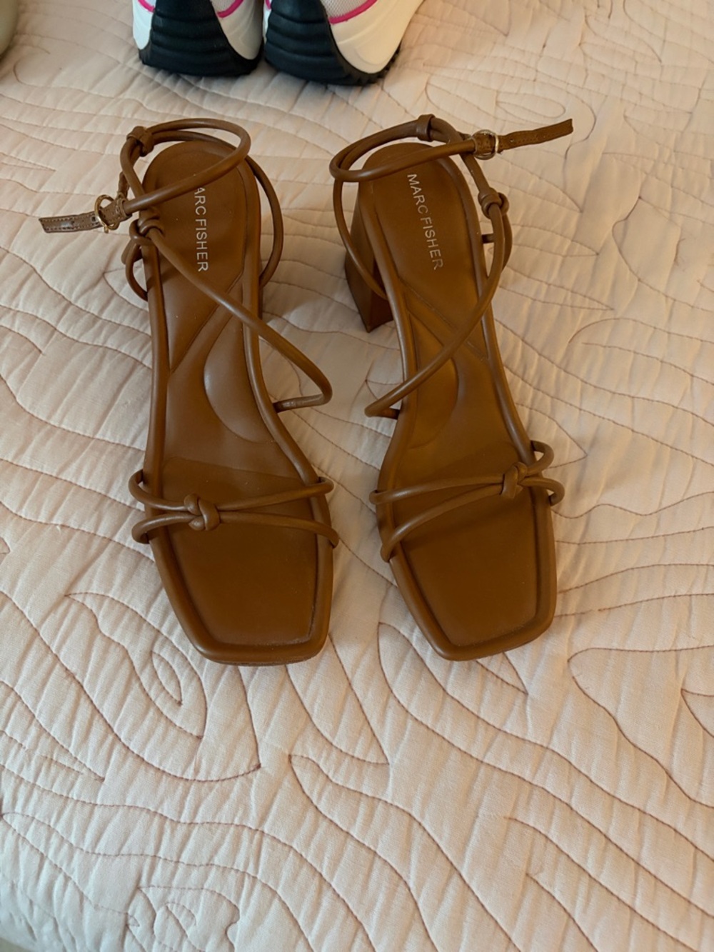 Marc Fisher Tan Strappy Block Heel Sandals